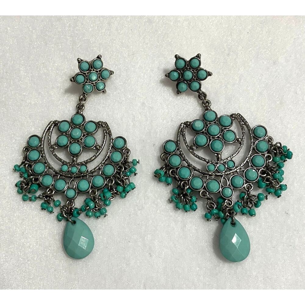 Womens Southwestern Pierced Earrings 3.75 Long Cluster Bohemian Chandelier Style